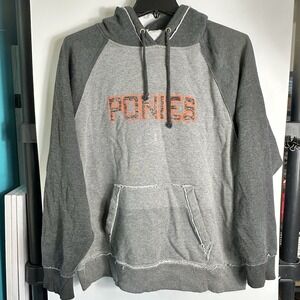 PONIES Hoodie Womens XL Gray Raglan Pullover Sweatshirt Distressed (tag Missing)